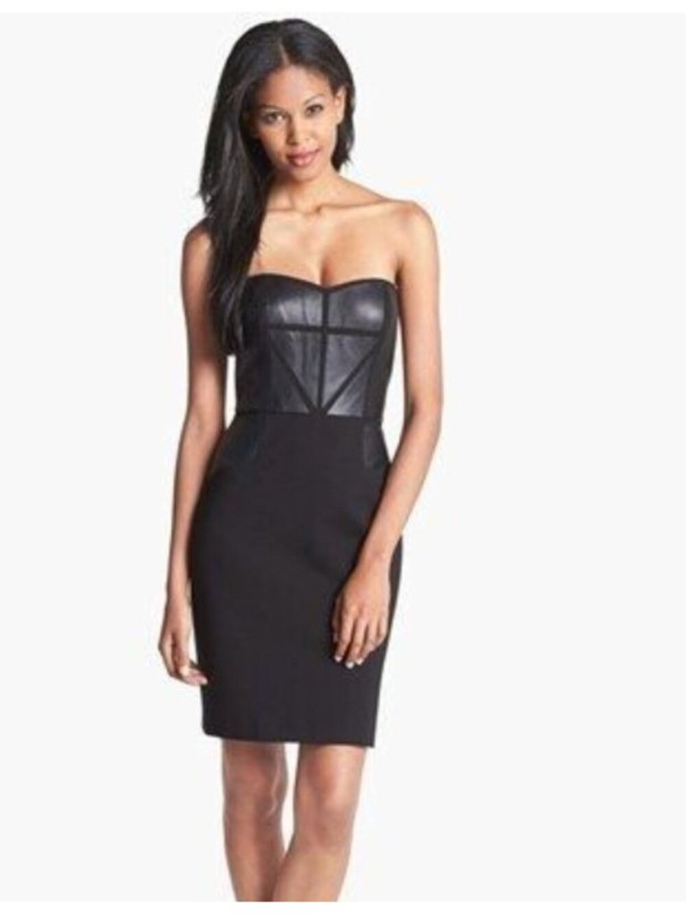 Aidan Mattox Black leather appliqué print dress - Size 8
